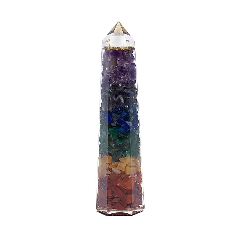 Orgonite 7 Chakra Obelisk --set Of 2 Pcs - ±12cm