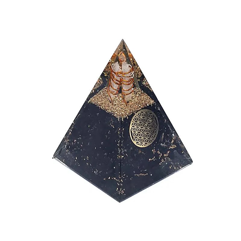 Orgonite Pyramid Tourmaline Flower Of Life - 5x5x8cm