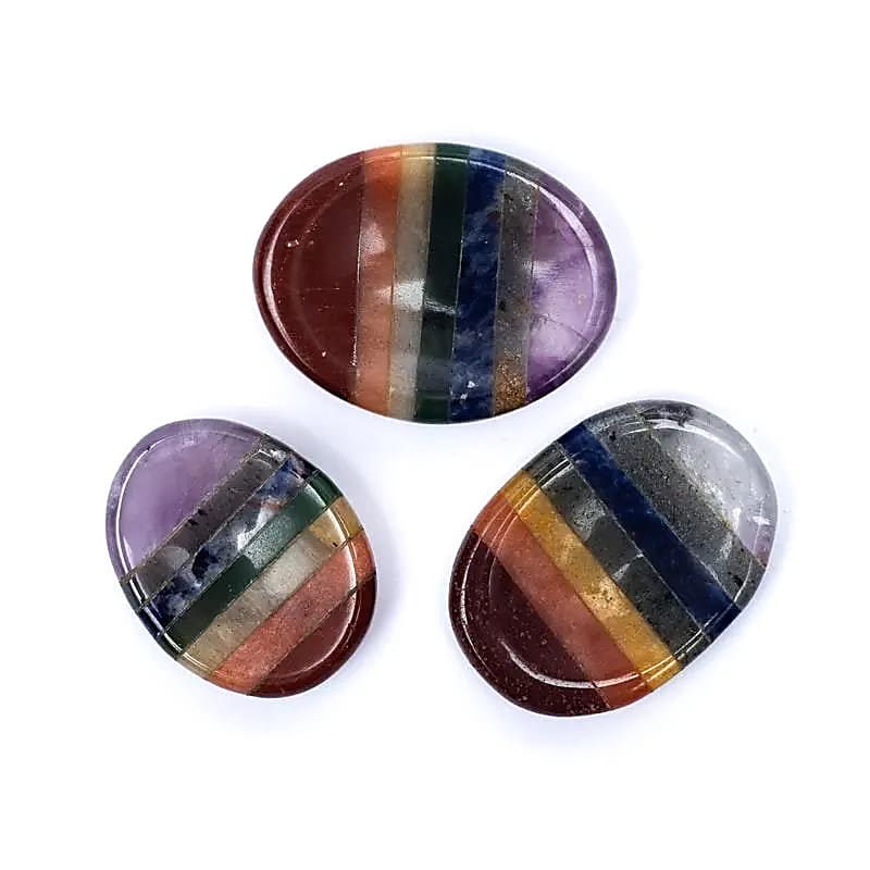 Worry Stones 7 čaker -- balení 3 ks - ± 2,5 x 4,5 cm