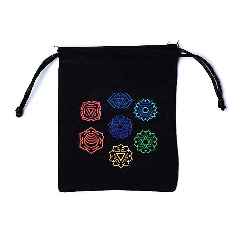 Bolsa De Algodón 7 Chakras Negro - 12x105cm Paquete De 10 Piezas - 12x10.5cm Paquete De 10 Piezas