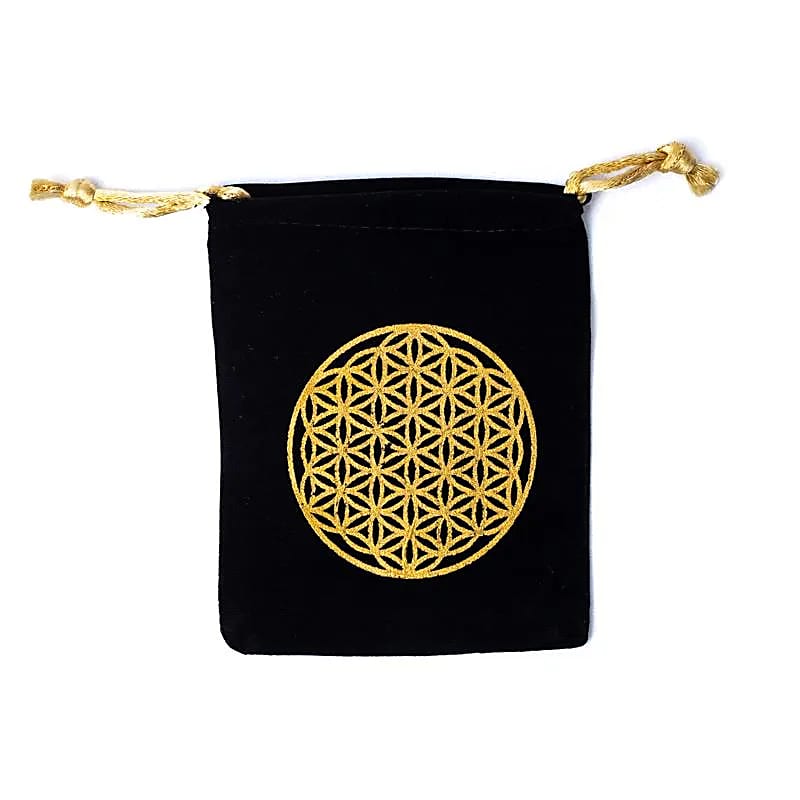 Velvet Pouch Flower Of Life --package Of 10 Pcs - 10x11 Cm