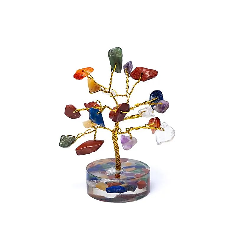 Gemstone Tree 7 Chakras --package Of 4 Pcs - ±8cm
