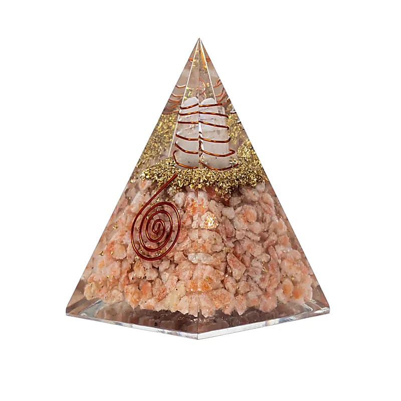 Orgonite Pyramid Solsten med solsymbol -- 6x6x85cm - 6x6x8,5cm