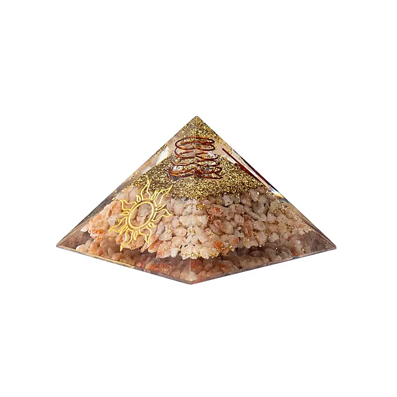 Orgonite Pyramid Solsten med solsymbol -- 75x75x5cm - 7,5x7,5x5cm
