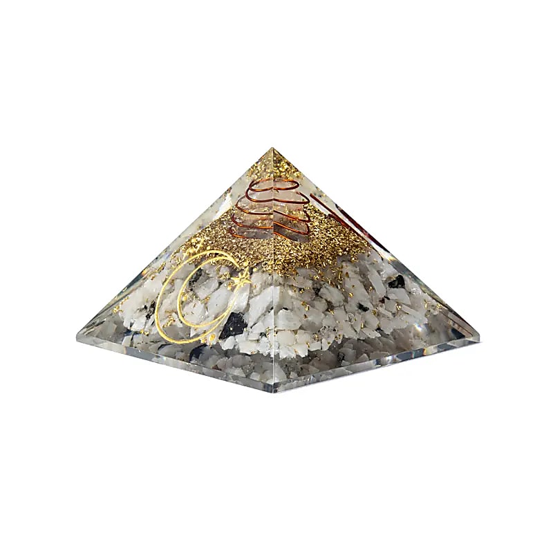 Orgonitová pyramída Mesačný kameň so symbolom Mesiaca - 75x75x5cm - 7,5x7,5x5cm