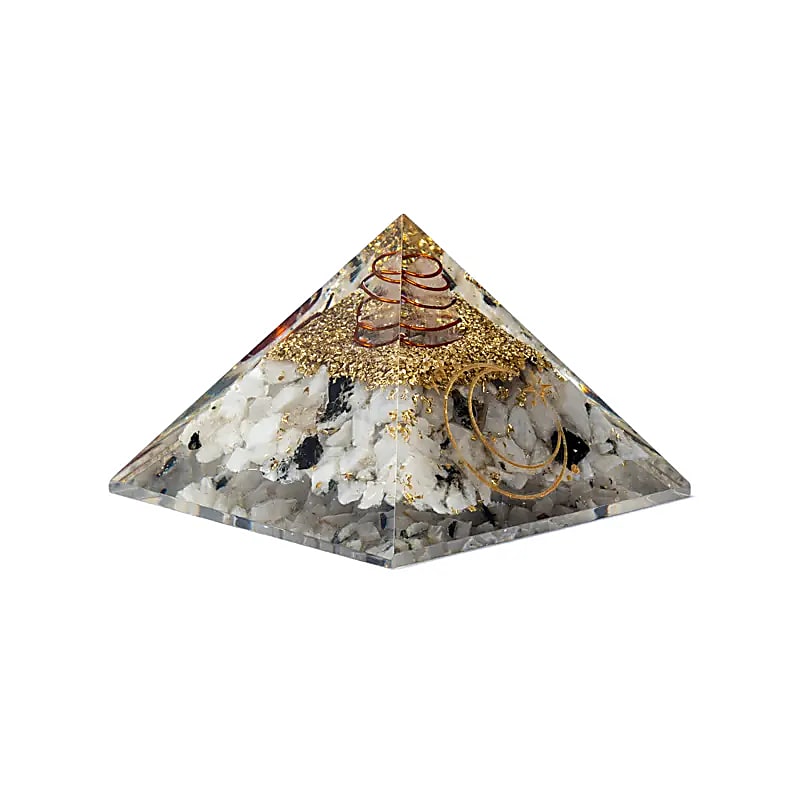 Orgonitová pyramída Mesačný kameň so symbolom Mesiaca - 75x75x5cm - 7,5x7,5x5cm