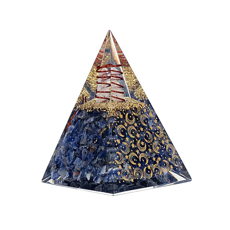 Orgonit Pyramid Sodalit Med Måne Och Stjärnor - 6x6x8,5cm