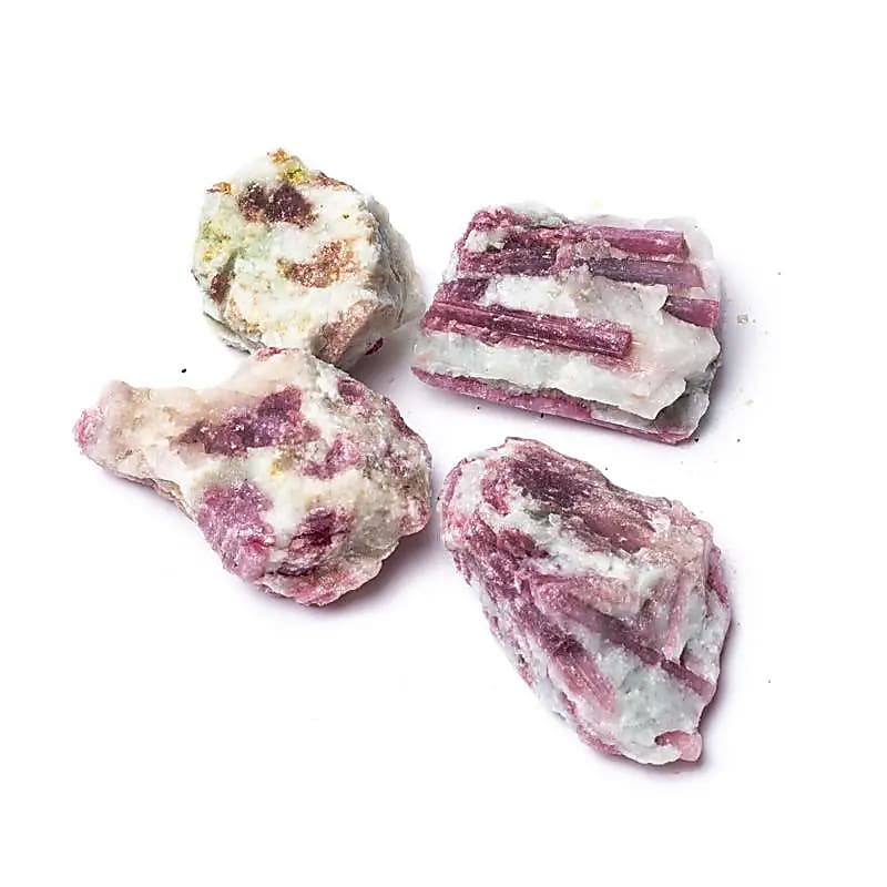 Grov rosa turmalin med kvarts - ±1000g; ±4-10 cm