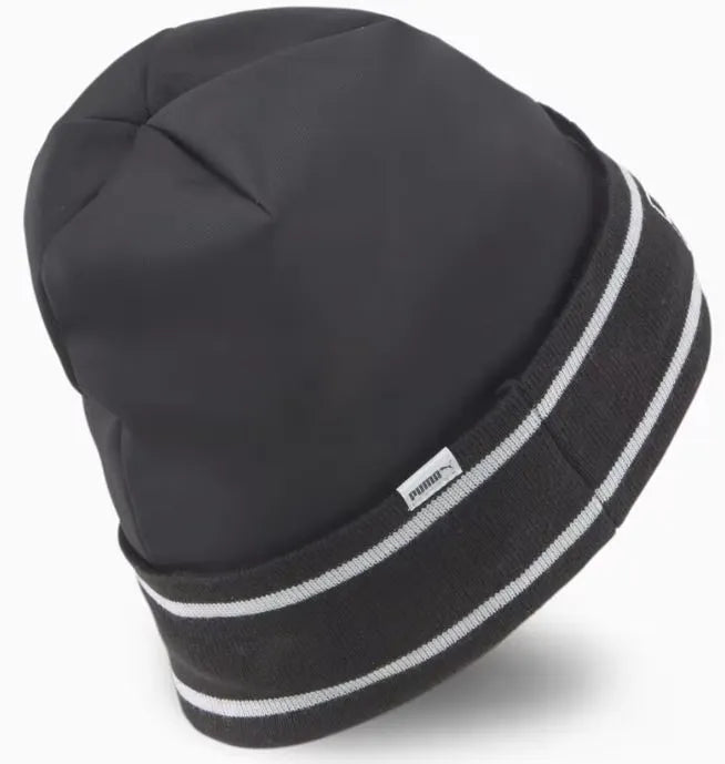 Gorro unissex clássico de corrida com manguito preto da Puma, chapéu de inverno preto