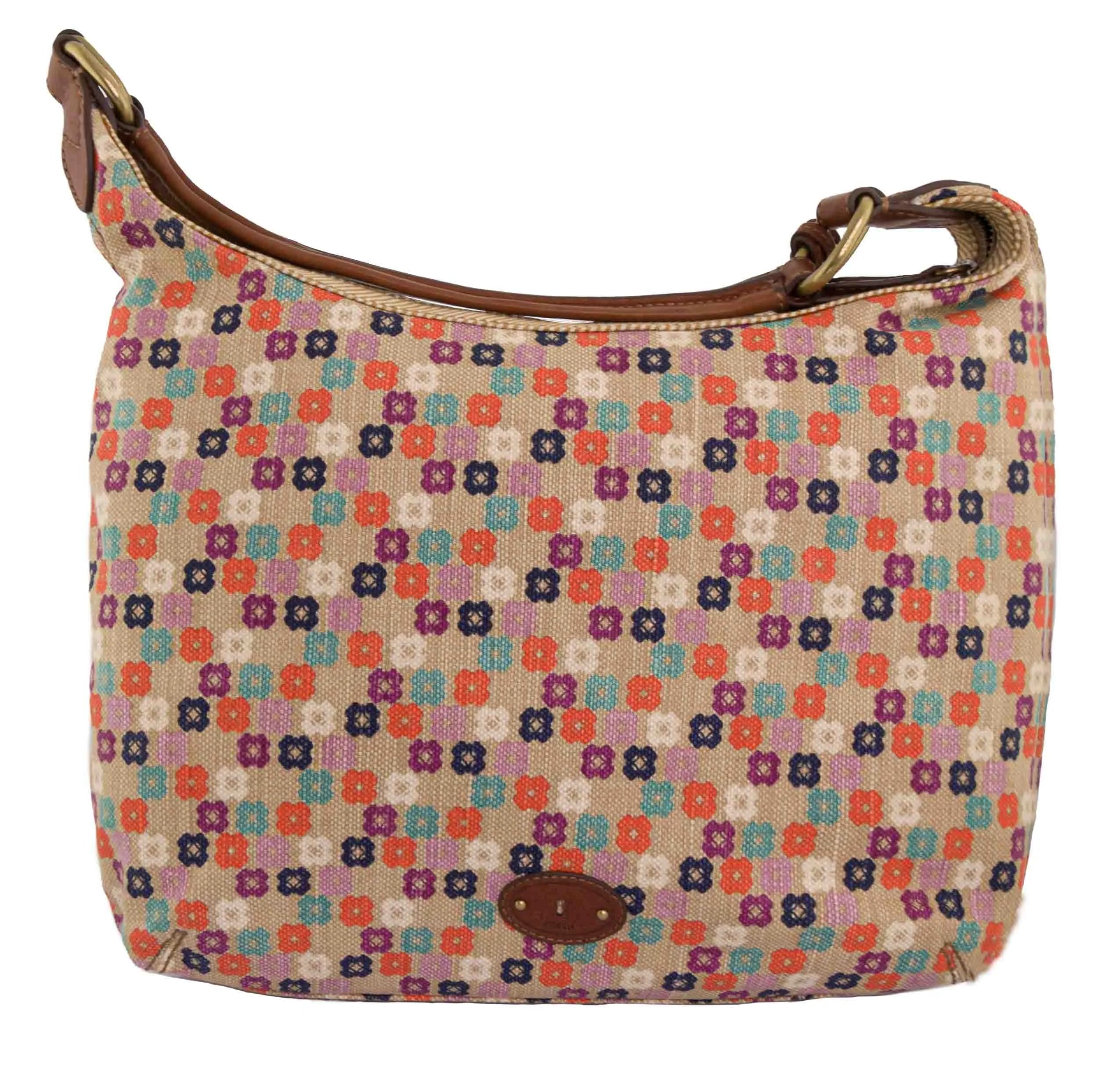Fossil wmns handväska tate hobo naturlig blommig mix