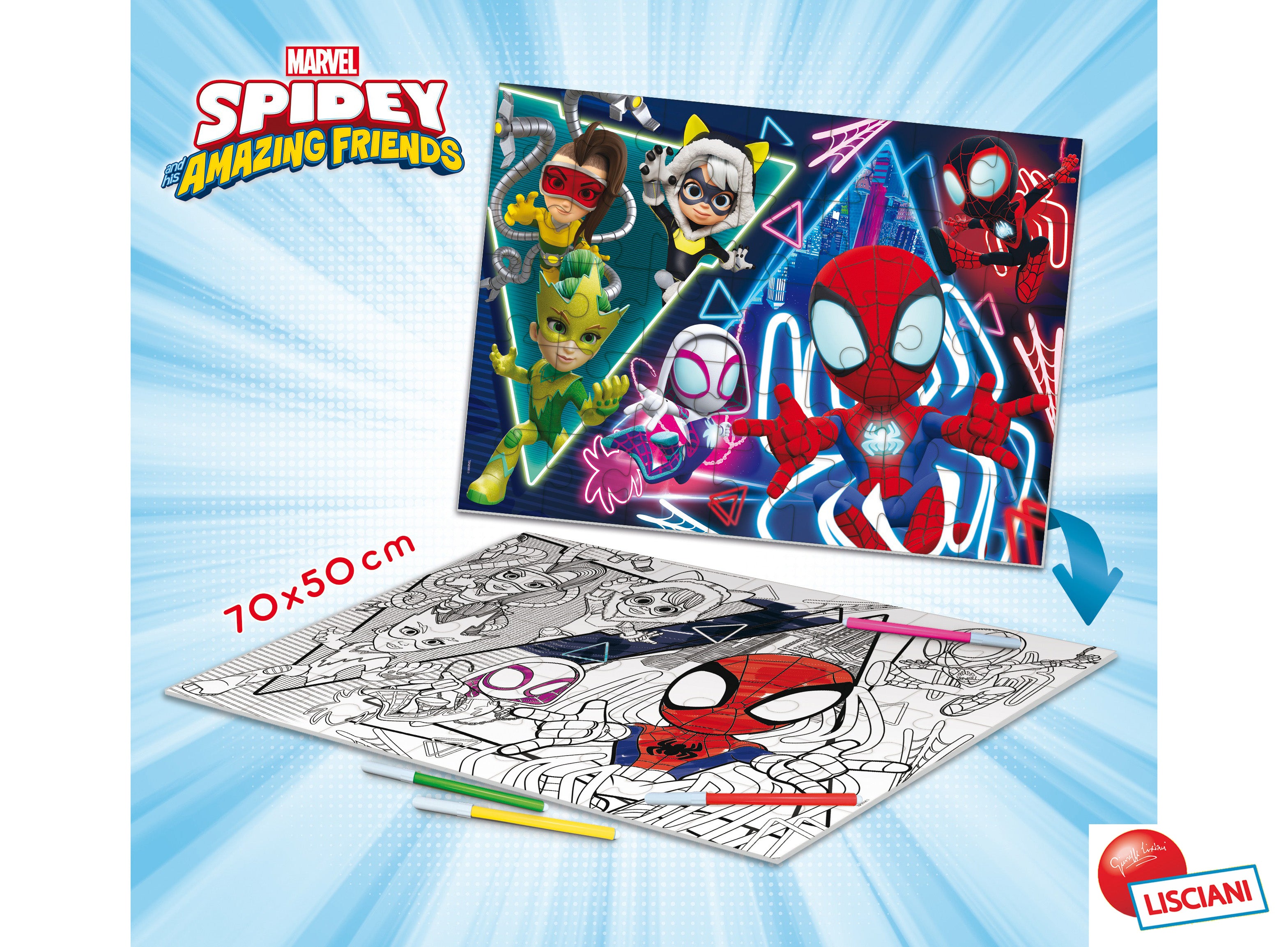 Spider-man Spidey Puzzle Maxi-poschodové obojstranné 70x50 Cm 35 dielov