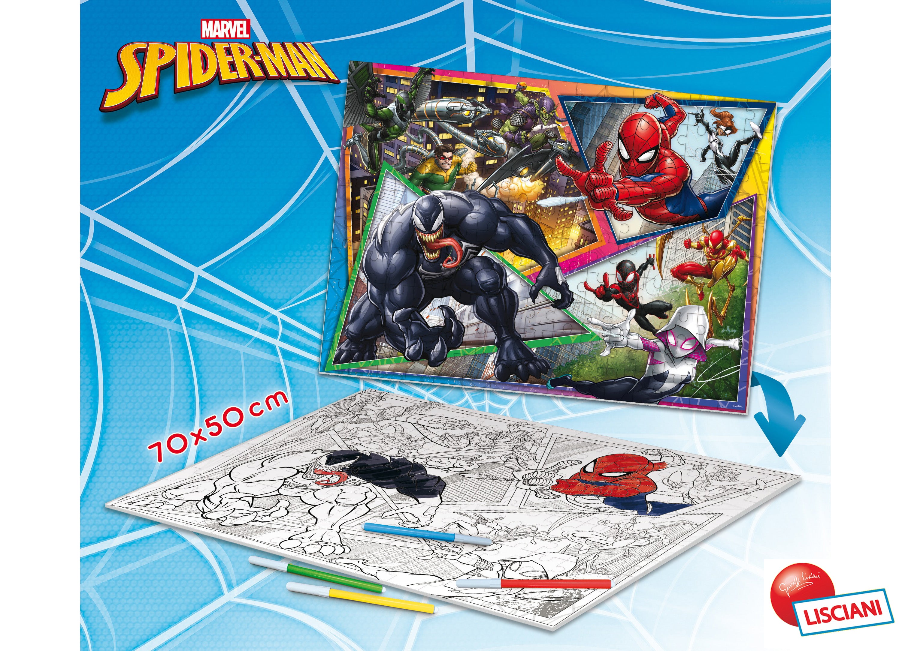 Puzzle Spider-Man Maxi-poschodové obojstranné 70x50 Cm 150 dielikov