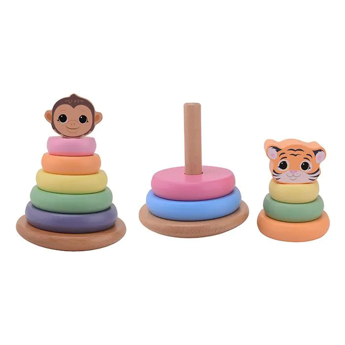 Joueco Wildies Family Wooden Stacking Tower