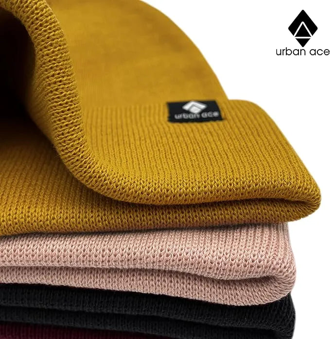 Gorro de invierno para niños Urban Ace Jr Gorros con puños de algodón Rosa