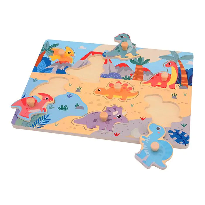 Joueco Holzknaufpuzzle Dinosaurier