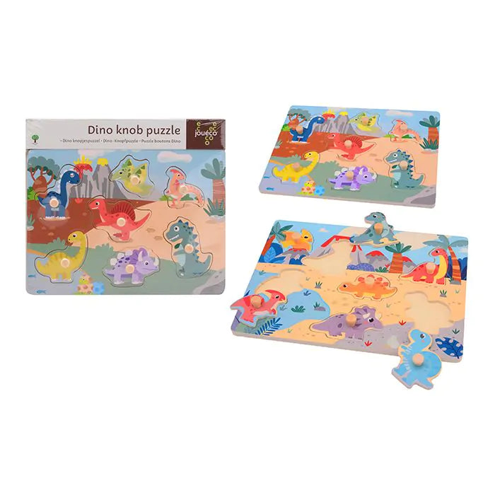 Joueco Holzknaufpuzzle Dinosaurier