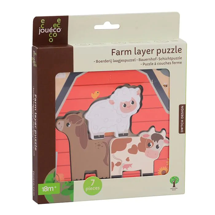 Joueco Wooden Layered Puzzle Farm
