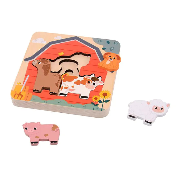 Joueco Wooden Layered Puzzle Farm