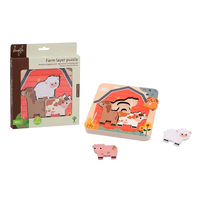 Joueco Wooden Layered Puzzle Farm