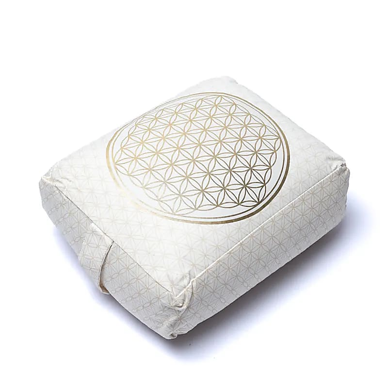 Meditation Cushion / Yoga Bolster Flower Of Life Organic Cotton (ocs) - 38x28x13cm; ±2780g