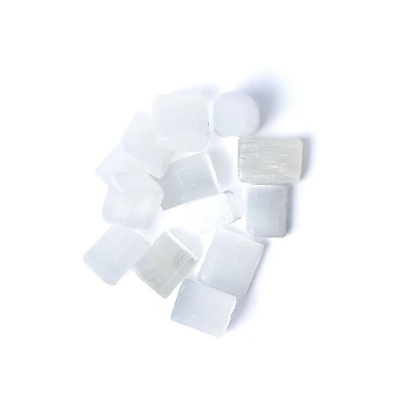 Clocha Tumbled Selenite (satin Spar) -- ± 15-35cm; ±300g - ±1.5-3.5cm; ±300g