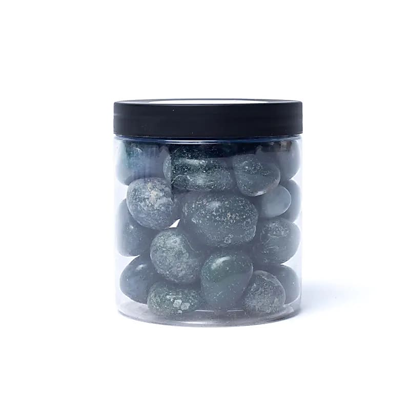 Pedras caídas de ágata musgo de qualidade - ± 15-35 cm; ±500g - ±1,5-3,5cm; ±500g