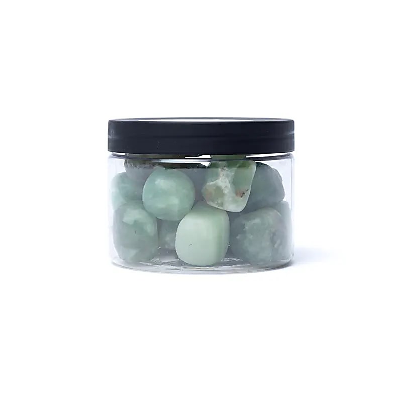 Groene fluoriet trommelstenen A-kwaliteit -- ±15-35cm; ±250g - ±1,5-3,5cm; ±250g