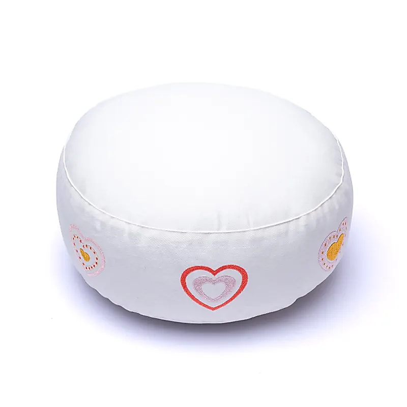 Meditatiekussen Witte Harten Biologisch Katoen (ocs) - 33x17 Cm; 2100g
