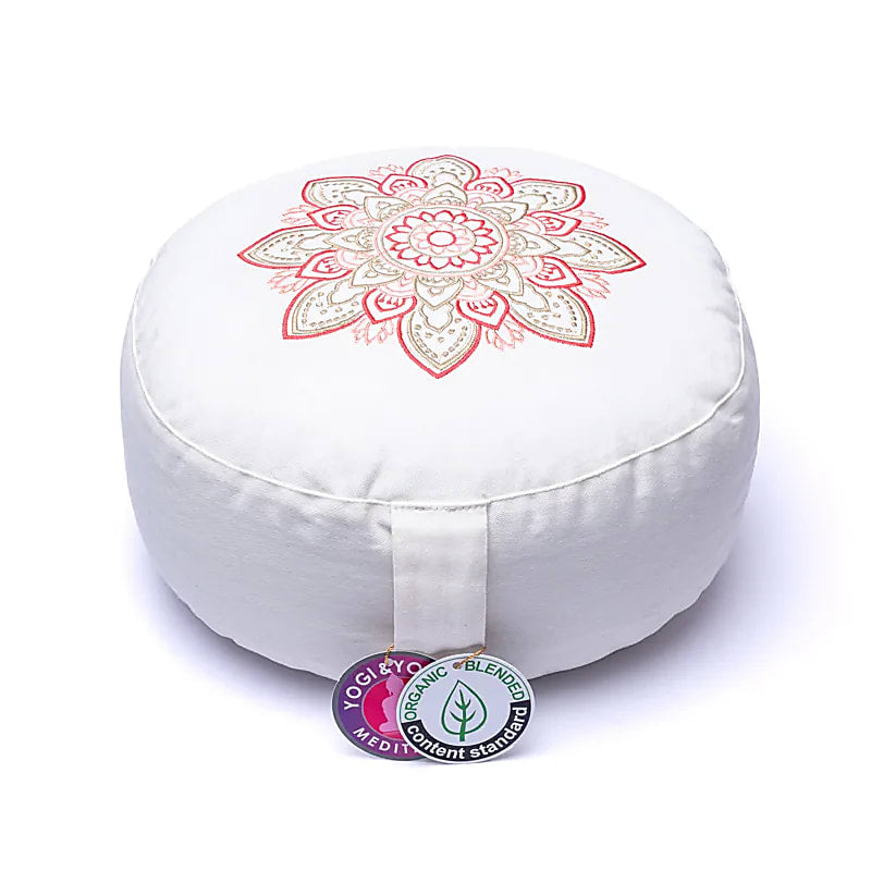 Meditatiekussen Wit Mandala Biologisch Katoen (ocs) - 33x17 Cm; 2100g