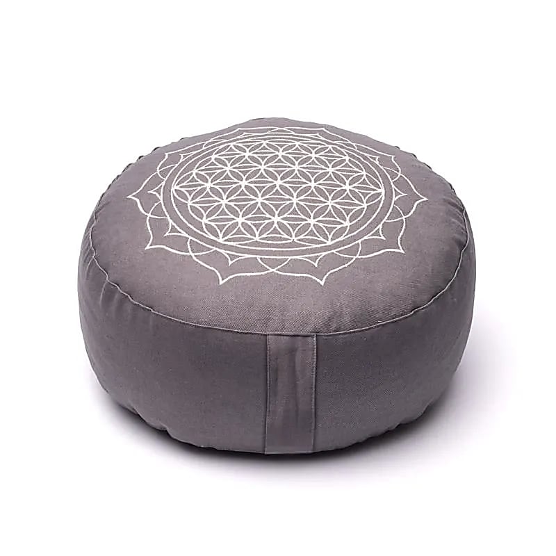 Almofada de Meditação Flor da Vida Mandala Cinza Algodão Orgânico (ocs) - 33x17 Cm; 2100g
