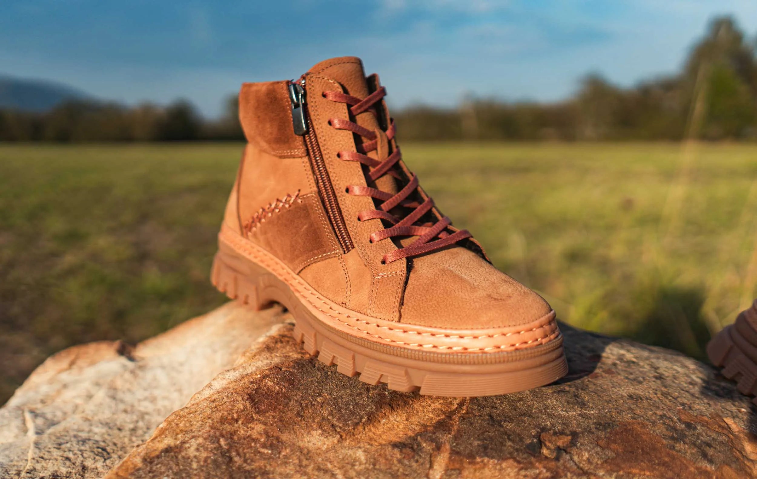 Damen-Winterstiefel aus Leder Nell 207 Kokosnussbraun