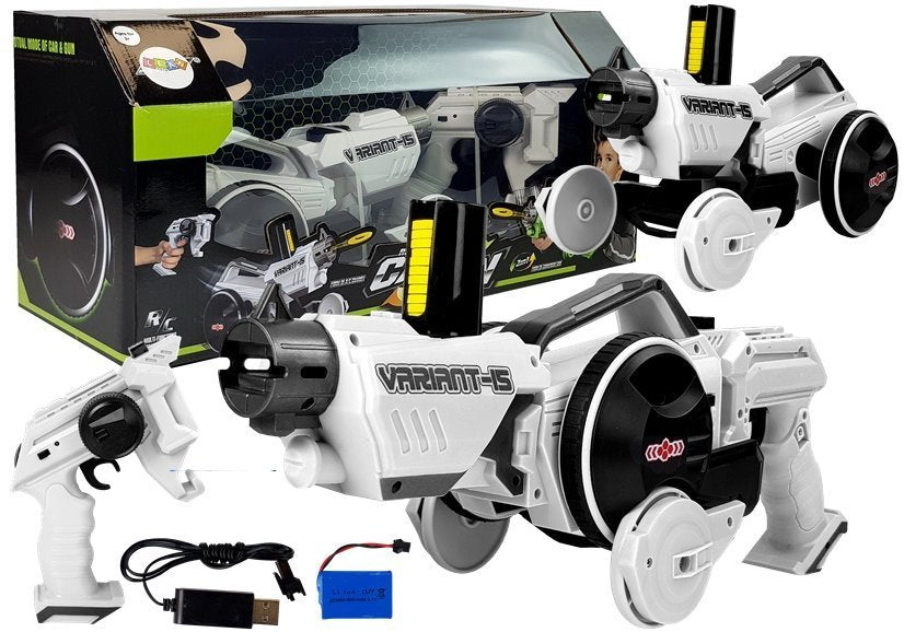 Gun Launcher Car 2 In 1 Remotely Operated Foam Discs White