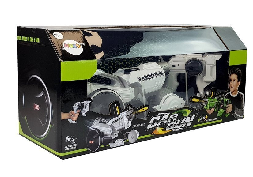 Gun Launcher Car 2 In 1 Remotely Operated Foam Discs White
