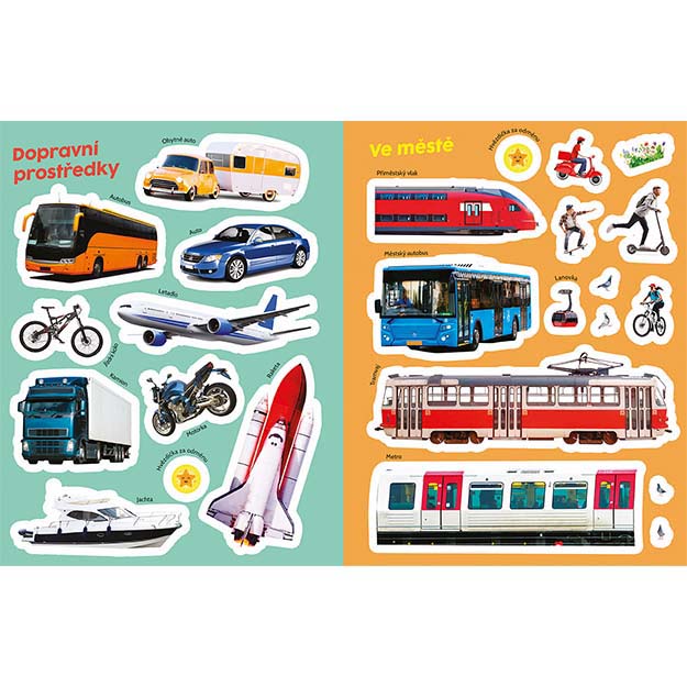 Transporte de livro de adesivos educativos