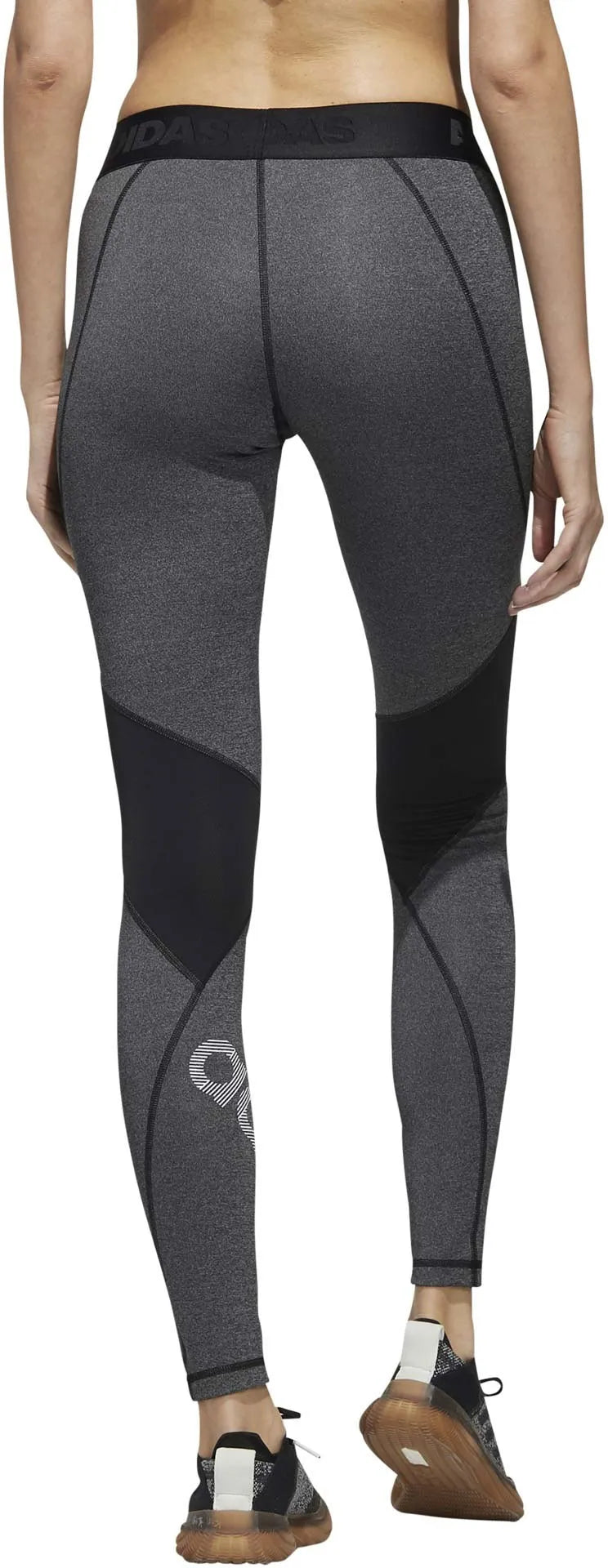 Damskie legginsy adidas alphaskin, długie melanżowe, szare xs
