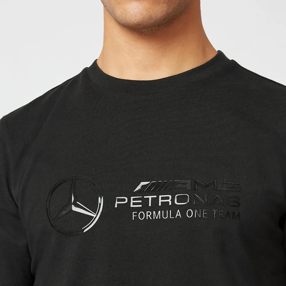 Tričko Mercedes Men F1 Fw Stealth Large Logo Tričko Black Black
