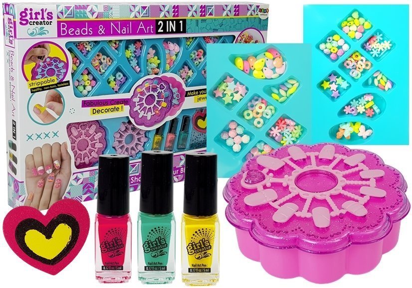 Set Of 2 In 1 Bracelet Making And Nail Painting Beads Nail Lacquers
