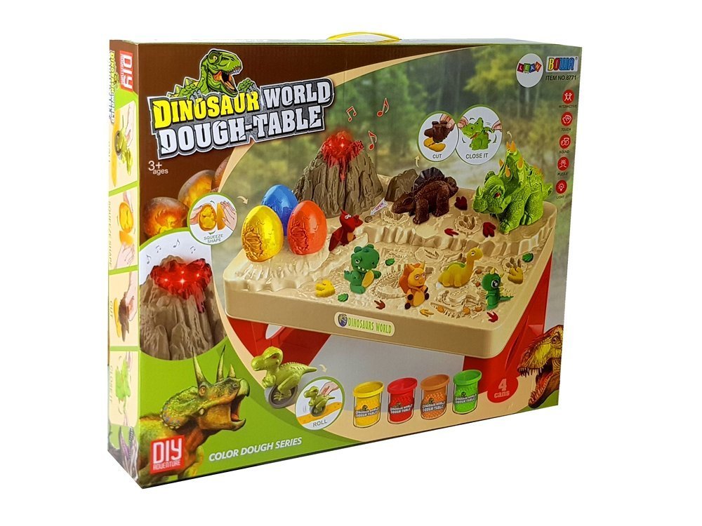 Daisy Play Dough Table Dinosaury Vajíčka Forma Sopka so žiariacou lávou 4 farby