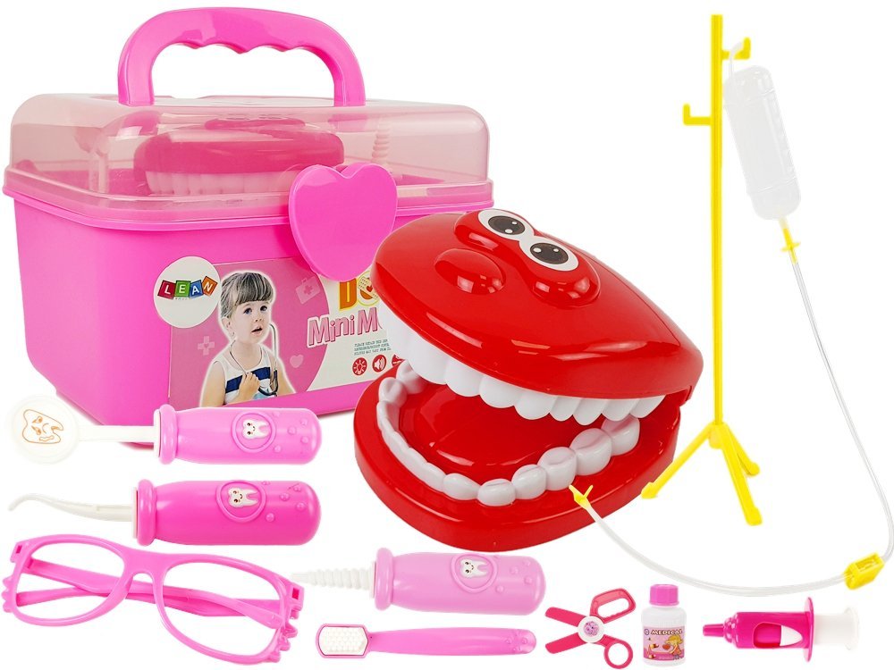 Small Dentist Medical Kit Accessories In A Pink Case