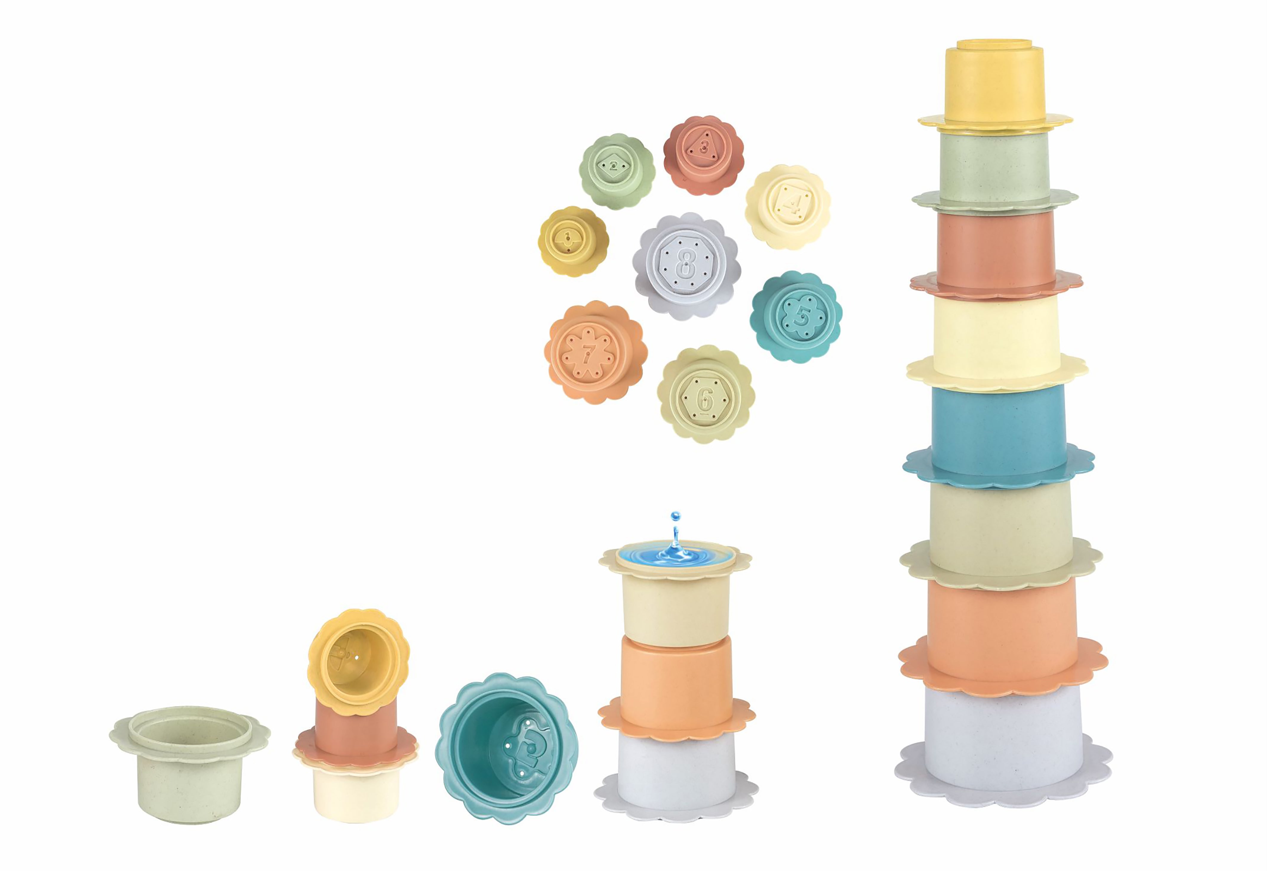 Cups Stacking Tower 33.3 Cm Flower 8 Pcs