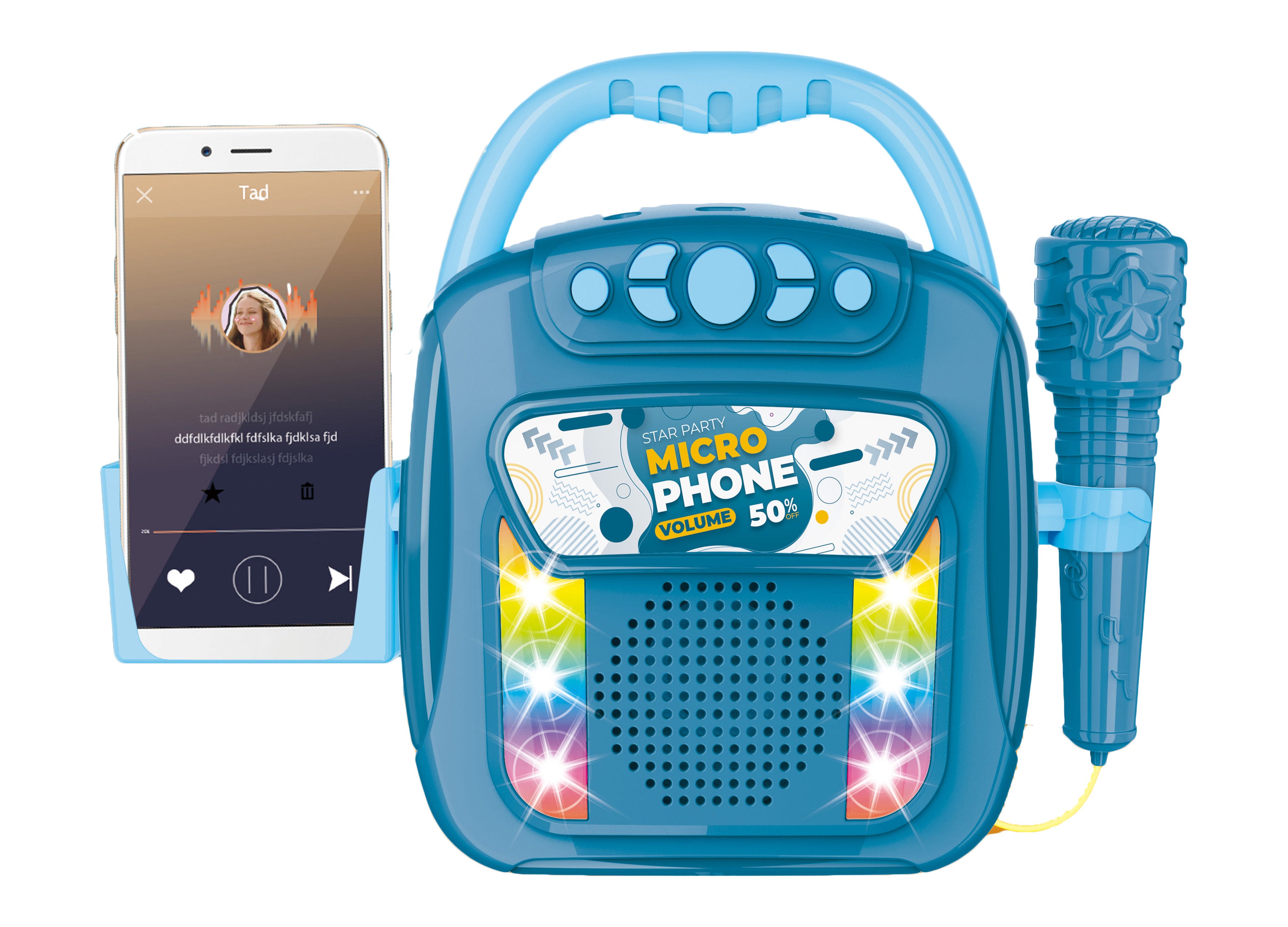 Caixa de música com microfone e Bluetooth 28 cm