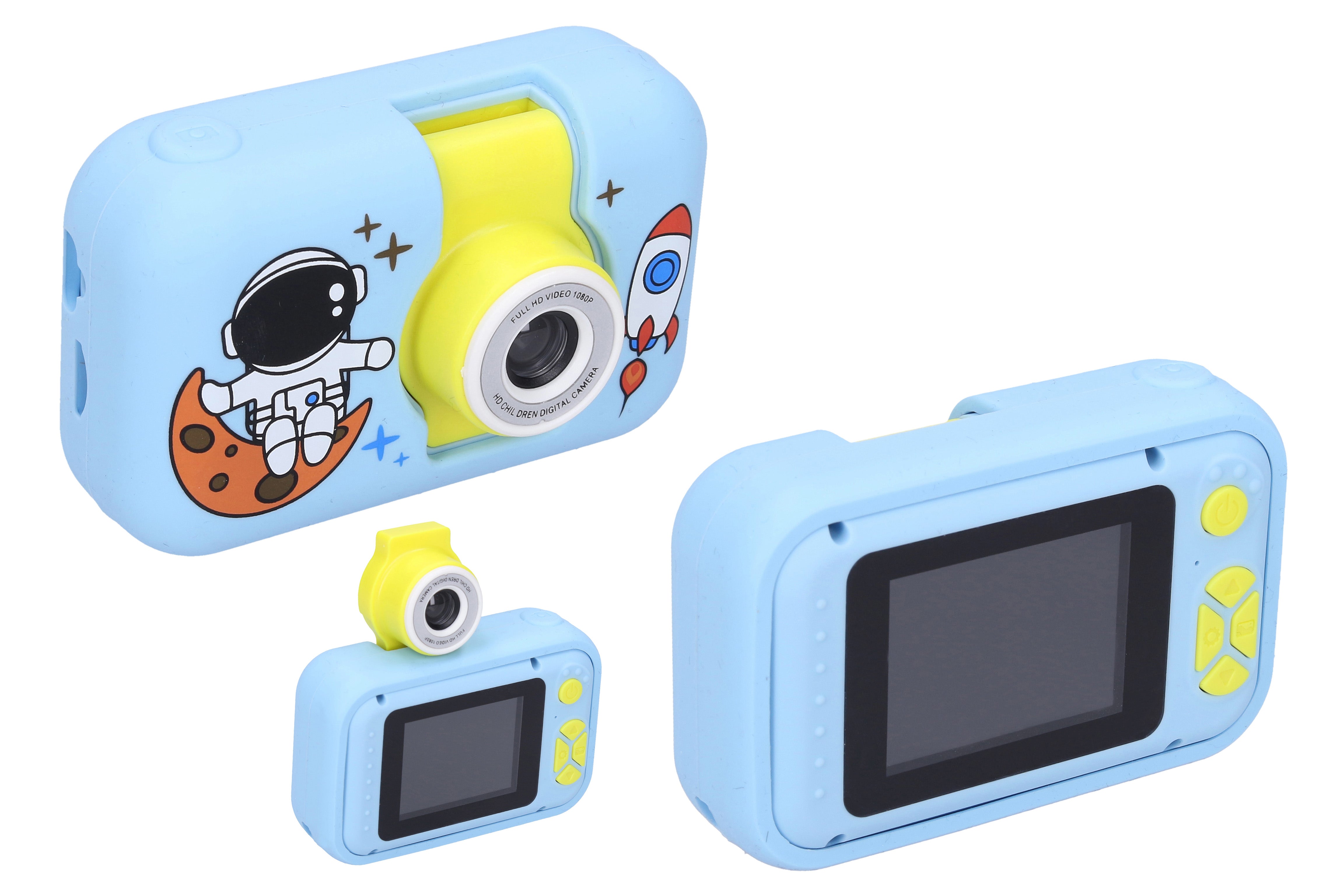 Ceamara Digiteach Leanaí Le Lionsa Smeach Suas Agus Cosmonaut Cás Silicone - 40mpx Grianghraf Físeán Iomlán HD