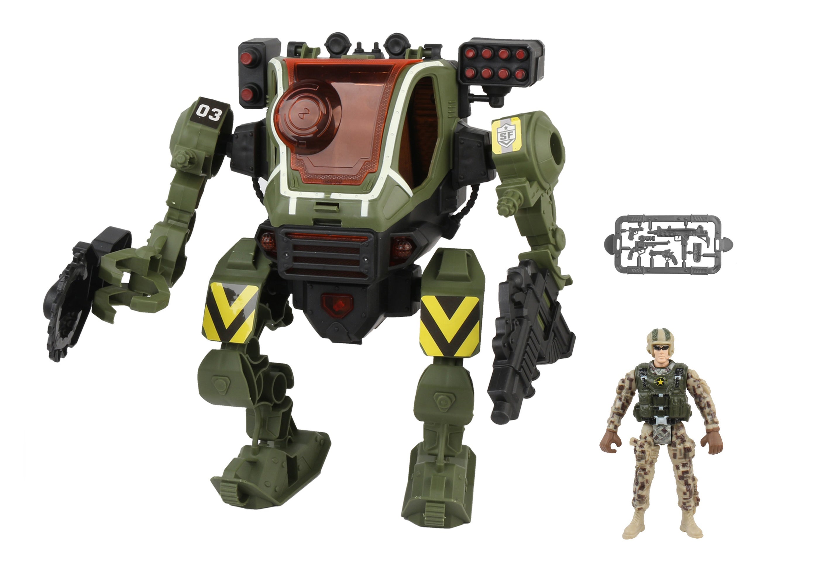 Robot Combat Mecha Militair met effectenset 26 cm