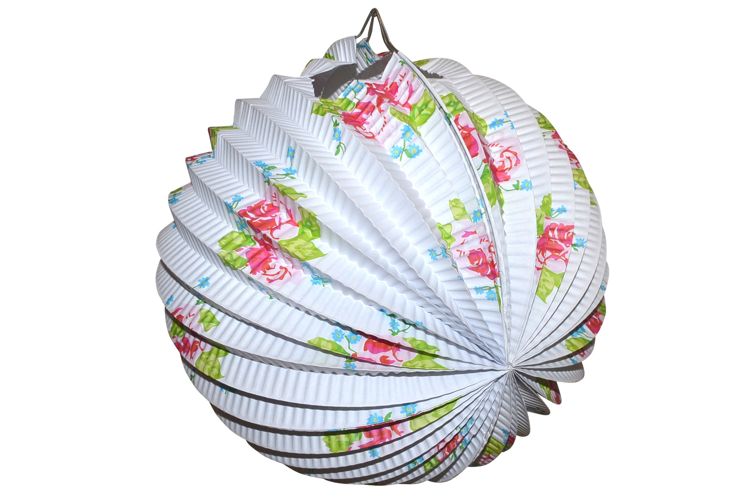 Laternenkugel Weiß mit Blumen 25 cm