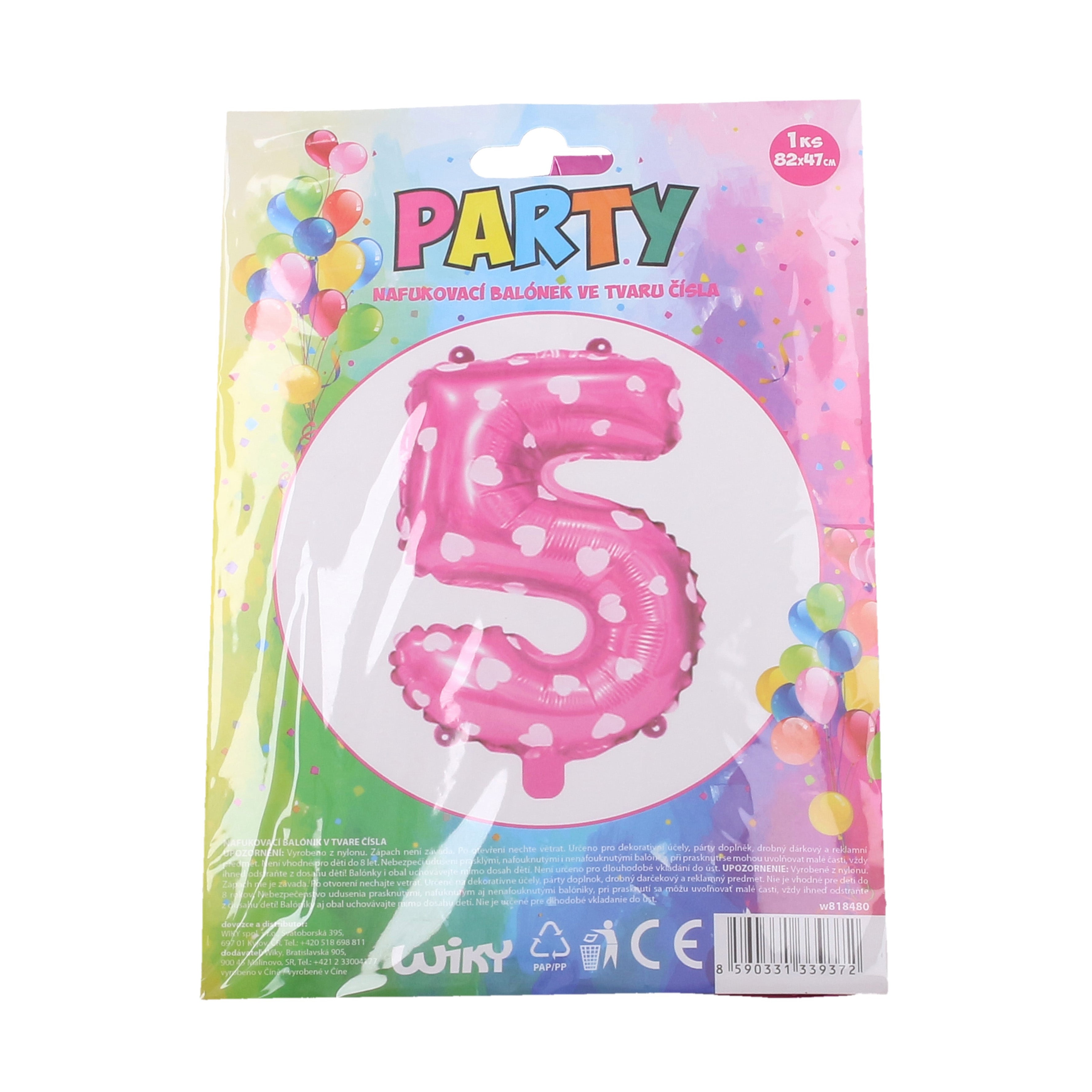 Oppustelig ballon - Nummer 5 Pink
