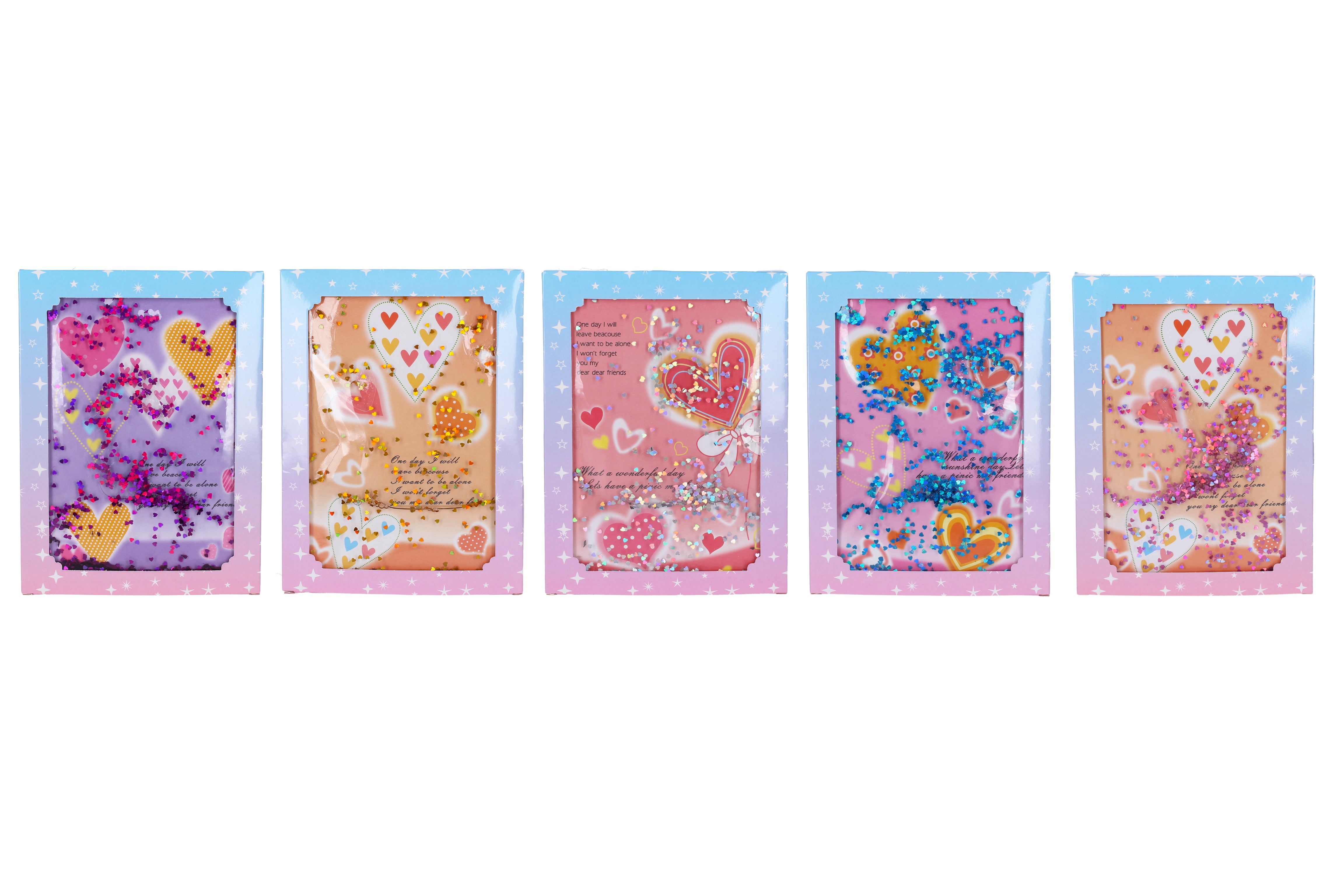 Notebook 15x21cm 80 Heart Sheets Glitter With Liquid
