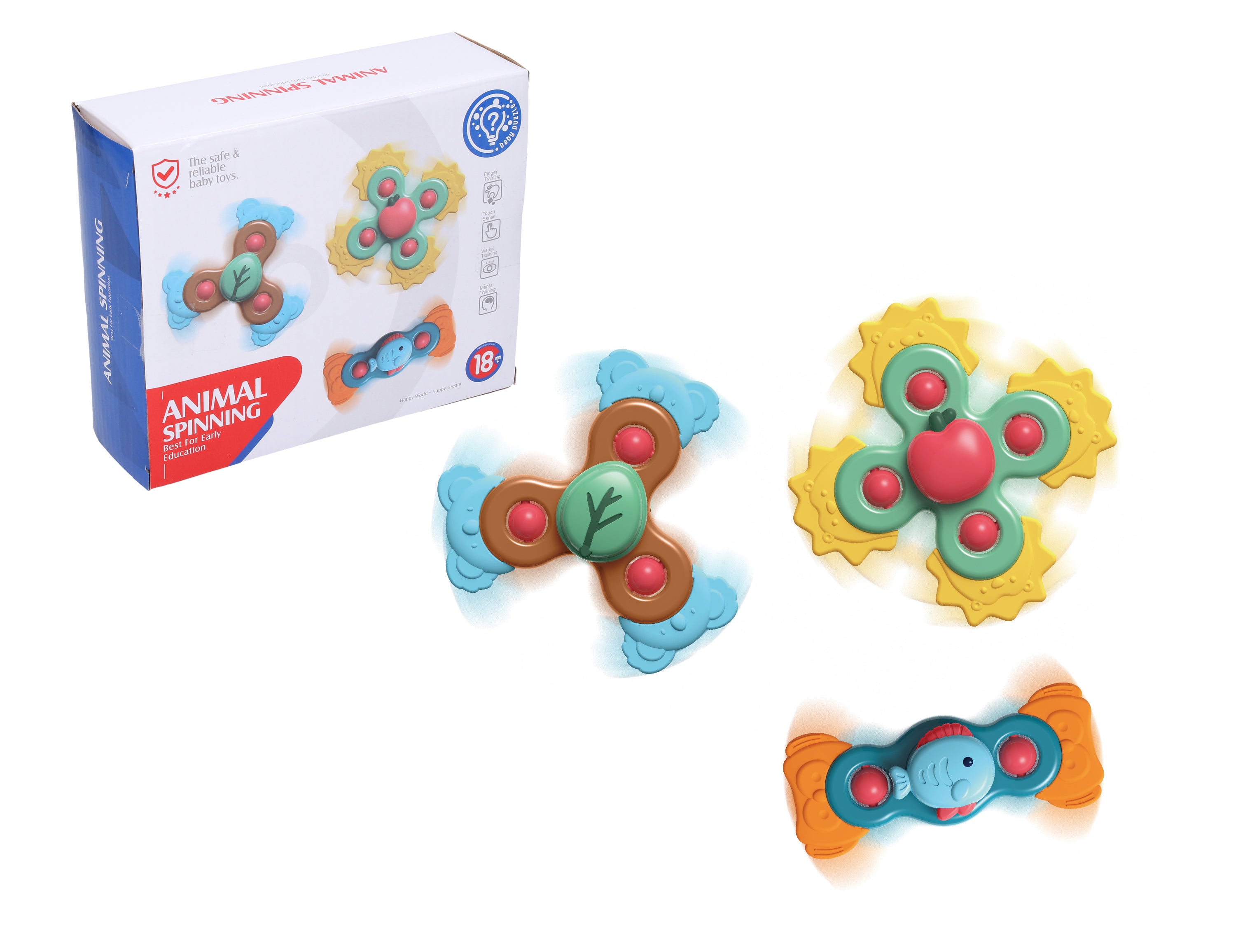 Spinners pour bébé - Anneaux de dentition avec ventouse 3 pièces