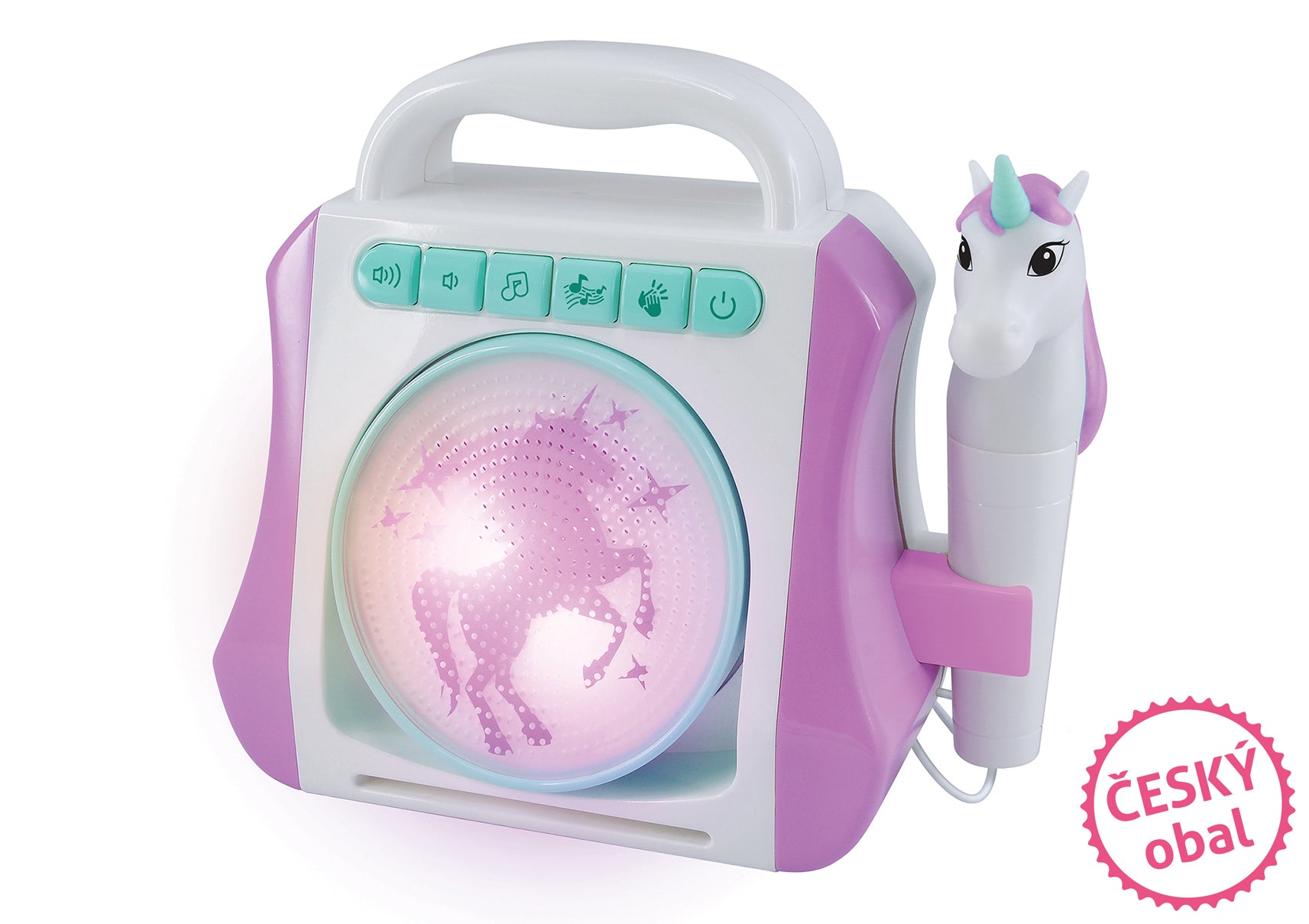 Boîte de karaoké avec microphone Licorne 21x9x19 cm - Emballage tchèque