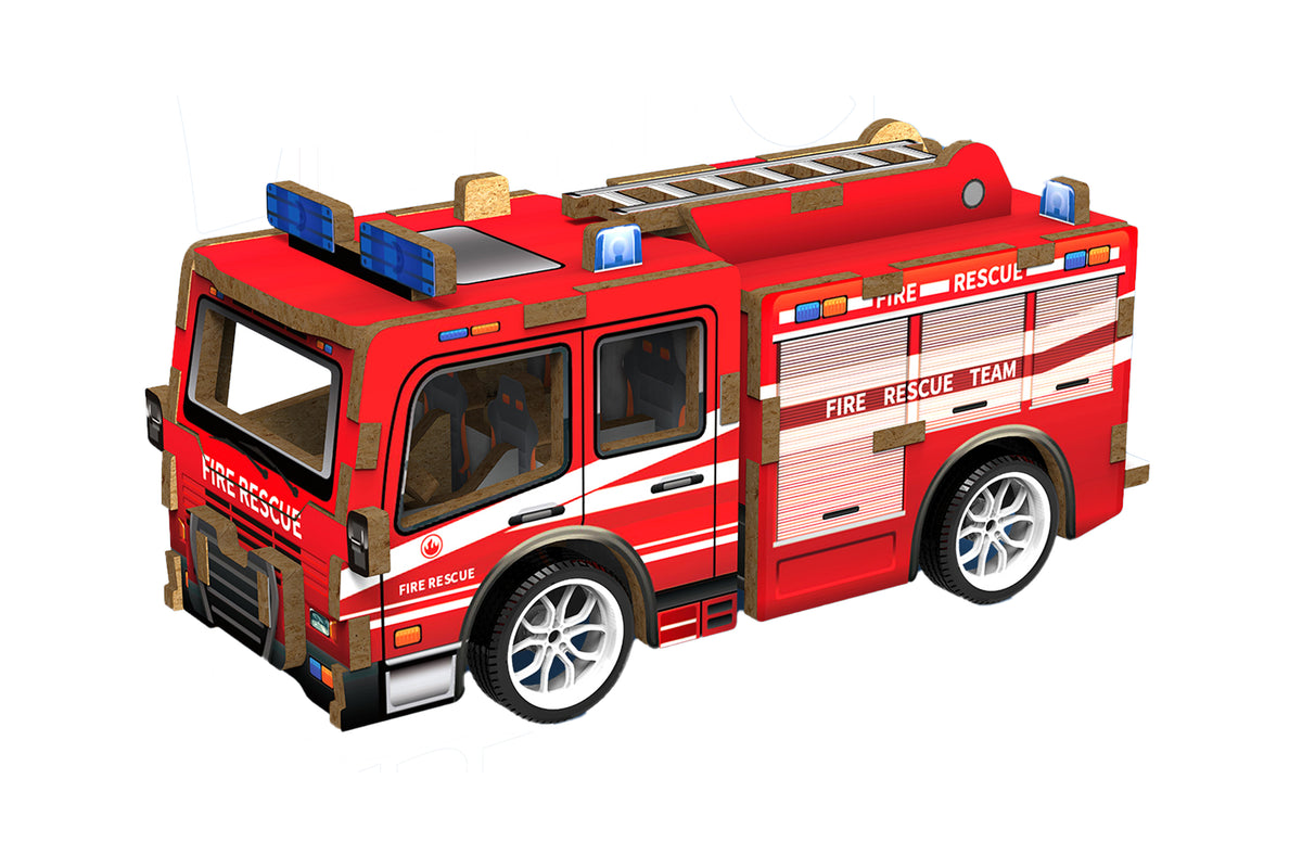 3D Drevené puzzle - Hasičské auto 12 cm