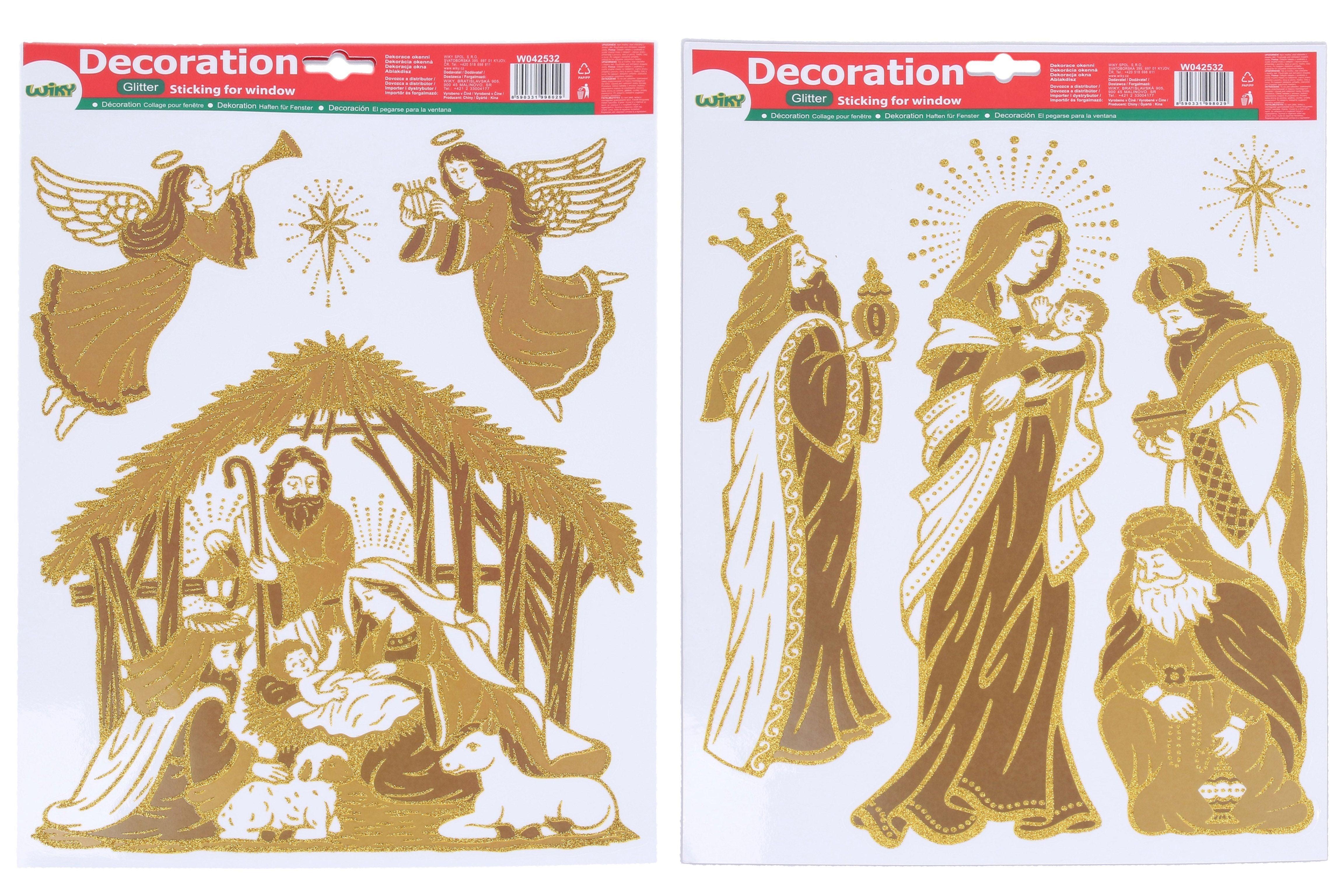 Decorazione Finestra 41x29 Cm Presepe Natale